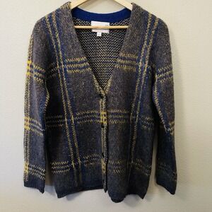 JOA Los Angeles Plaid Wool Blend Cardigan Multicolor Academia Grandpa Women's  S